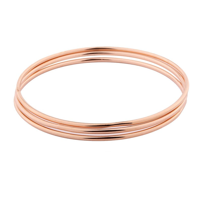 MASOP VOGU MASOP Women 3 Pcs Rose Gold Tone Bohemian Style Simple Bangle Bracelet Set - Image 1